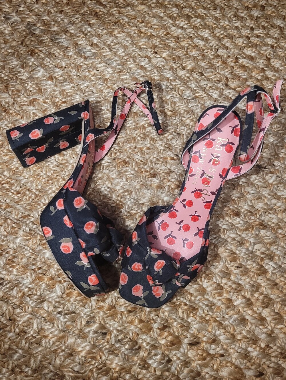 Kate Spade New York Confetti Floral Knot Platform Block Heel Sandals 8.5B Retro